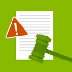 Warning illustration with a document and red alert triangle, symbolizing fake court summons fraud sent via WhatsApp and email