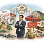 Illustration of a loan defaulter concealing assets — house, car, and overdue loan documents — symbolizing the Bombay High Court's asset disclosure order