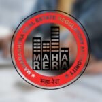 MahaRERA official emblem overlaid on a residential construction site, representing the Pune homebuyer delay-interest ruling