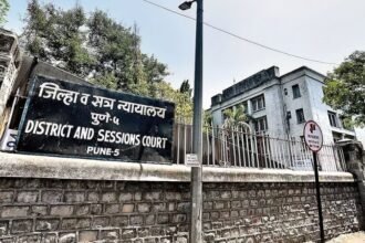 District and Sessions Court, Pune, signage outside the courthouse handling the Runwal Enterprises injunction case