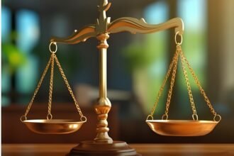 Golden scales of justice, representing the Pune District Court's special Lok Adalat for cheque bounce case settlements