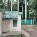 Small green-roofed structure on the disputed Mundhwa land plot, surrounded by trees