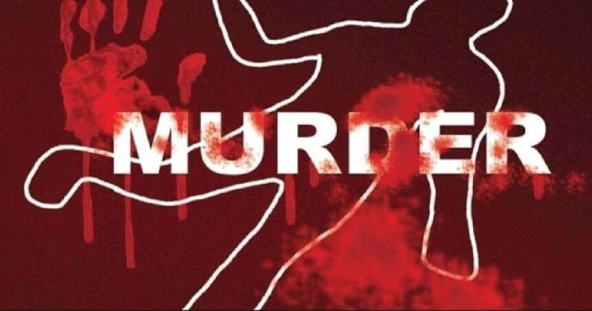 Stock graphic with a chalk body outline and the word "MURDER" in bold text on a dark red background